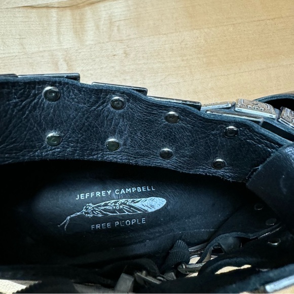 Jeffrey Campbell Black Leather Western Boots with Accents Size 9 - Picture 3 of 5